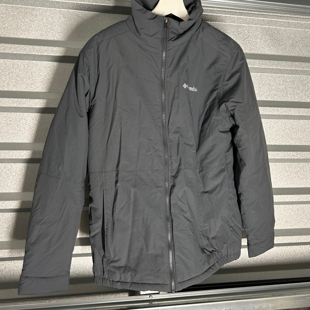 Columbia Jacket Mens Small Gray Fleece Lined Gorpcore Hiking Outdoor Full Zip